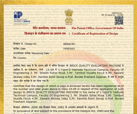 Patent  registered for 