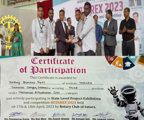 Third prize in Rotarex 23 Project exhibition organized by Rotary Club