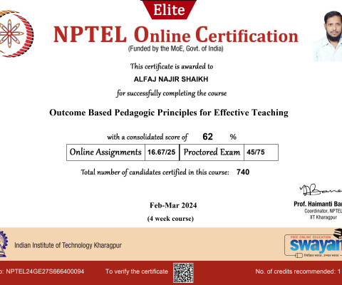 NPTEL Elite certificate