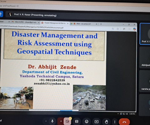 An expert session on Disaster Management and risk assessment using Geospatial Technique on 11/01/2025