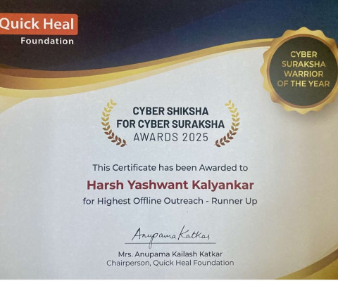 State Level –Runner Up –Best Highest Offline Outreach Award