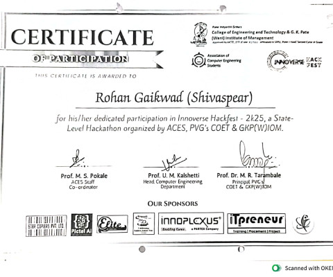 participated in State level Hackathon