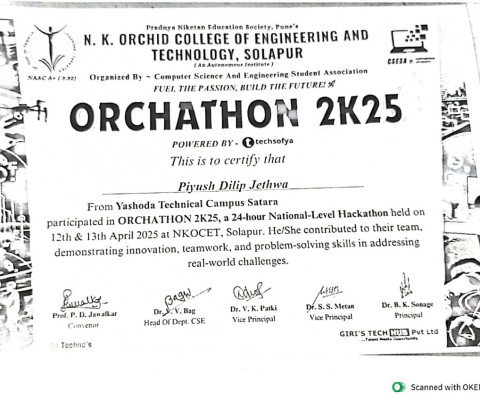 Participated in National Level Hakhathon 