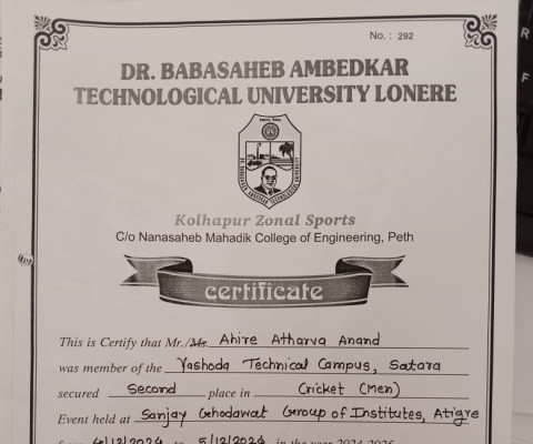 Runner-up in Cricket at Kolhapur Zopnal Sports.
