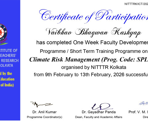 Climate Risk Management (Prog. Code: SPL41F)