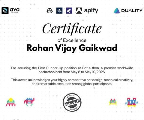 secured First Runner-Up Position at Bot-a-thon 2026