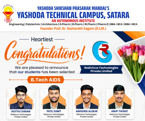 12 B.Tech AI & DS Students Selected by Redivivus Technologies Pvt. Ltd.