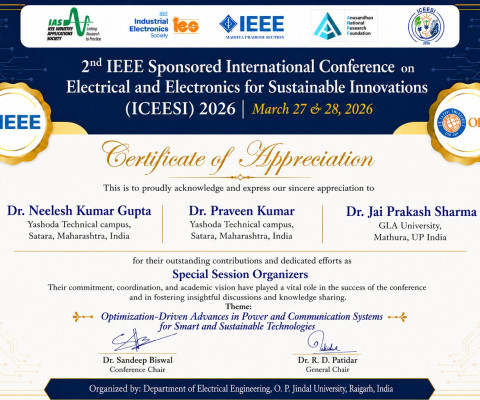 Special Session Organizer at 2nd IEEE Sponsored International Conference