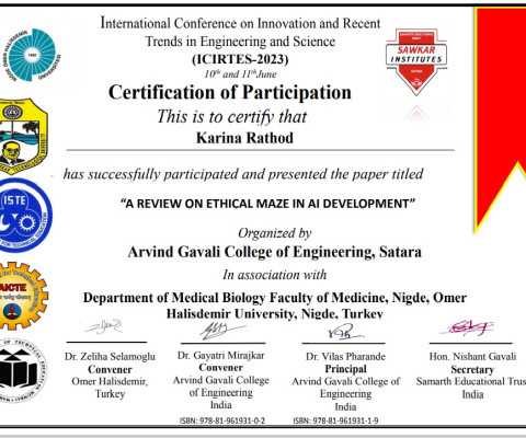 Participated & Presented International Conference on Innovation and Recent  Trends in Engineering and Science