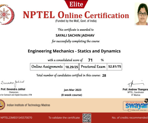 Engineering Mechanics - Statics and Dynamics NPTEL Elite Certificate