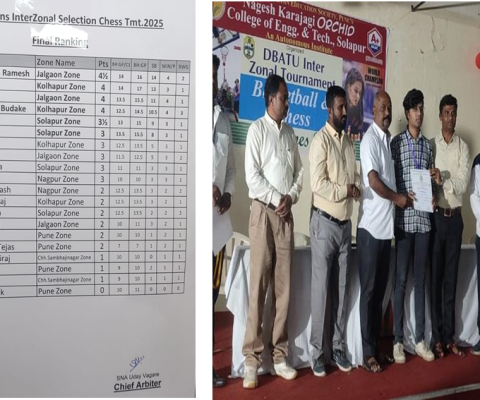 2nd Rank in DBATU Men’s Interzonal Chess 2025 Competition