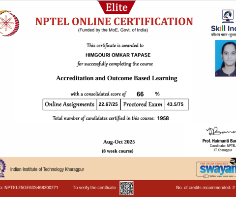 NPTEL Course Certificate of